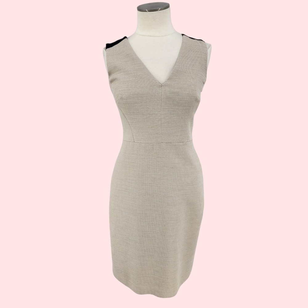 Ann Taylor Linen Career Dress Two Tone Professional Classic Chic Office Size 4